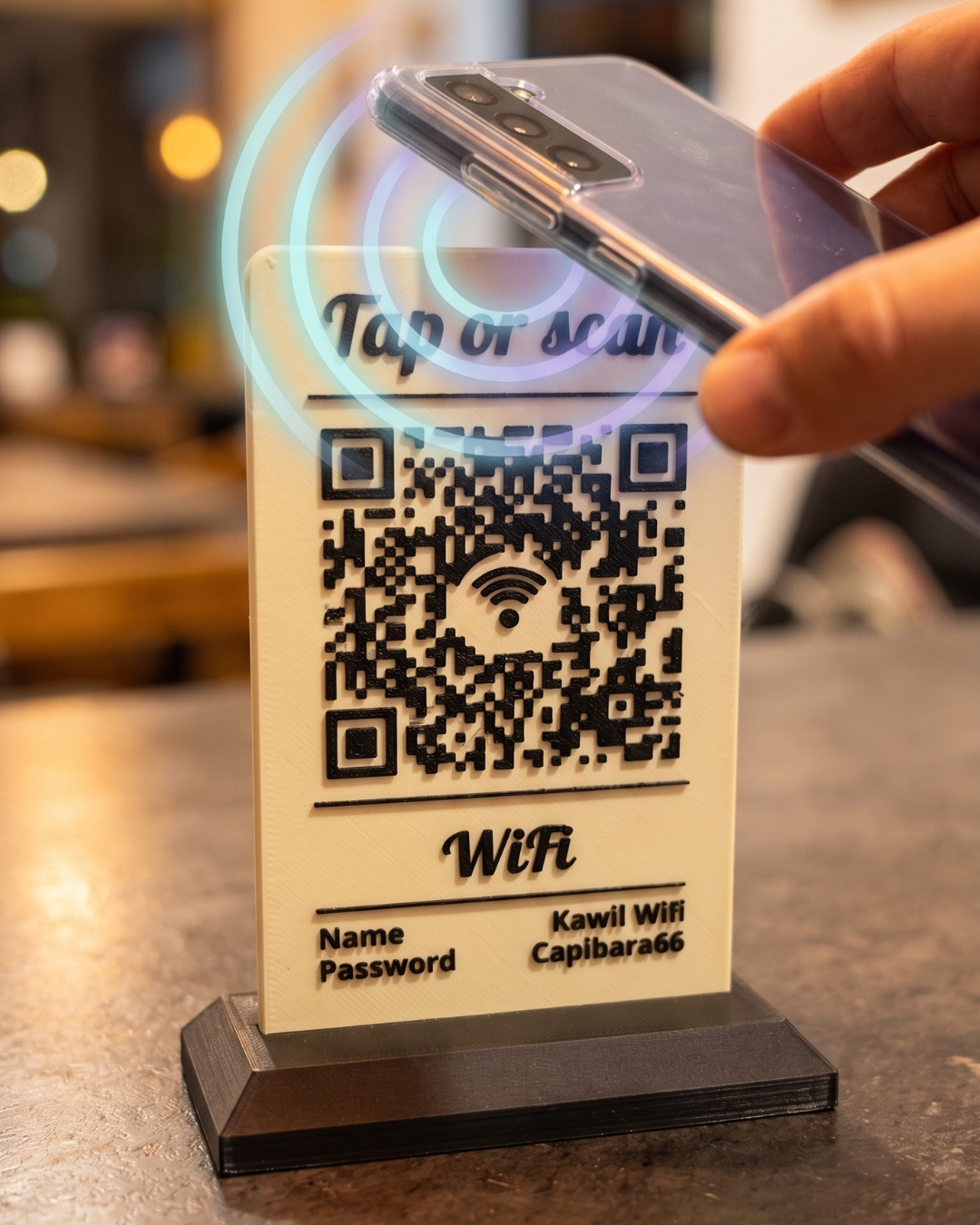 Tarjeta Contactless NFC + QR — Comparte tu WiFi, redes sociales y más Descripción: