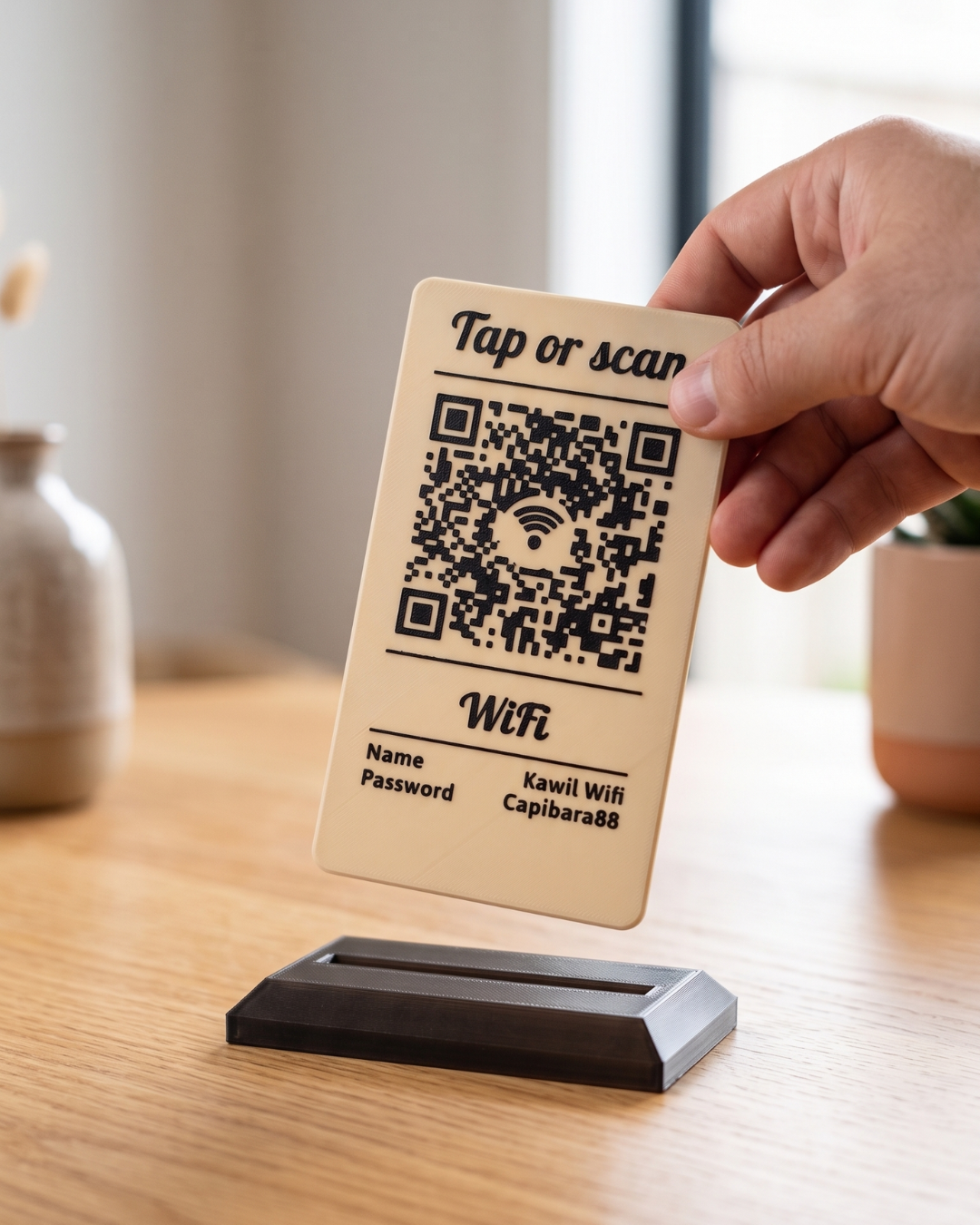 Tarjeta Contactless NFC + QR — Comparte tu WiFi, redes sociales y más Descripción: