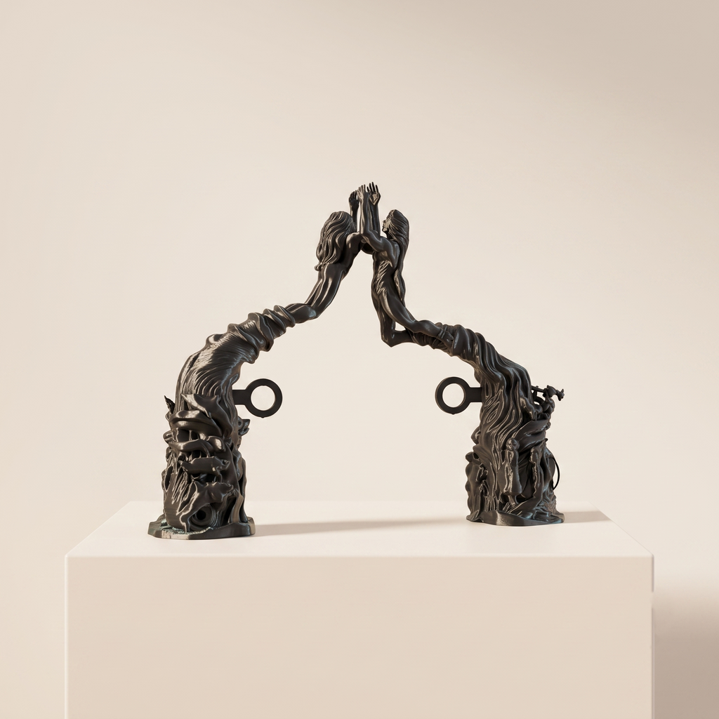 Portal Maya – Escultura Decorativa 3D Tornasol Verde-Negro
