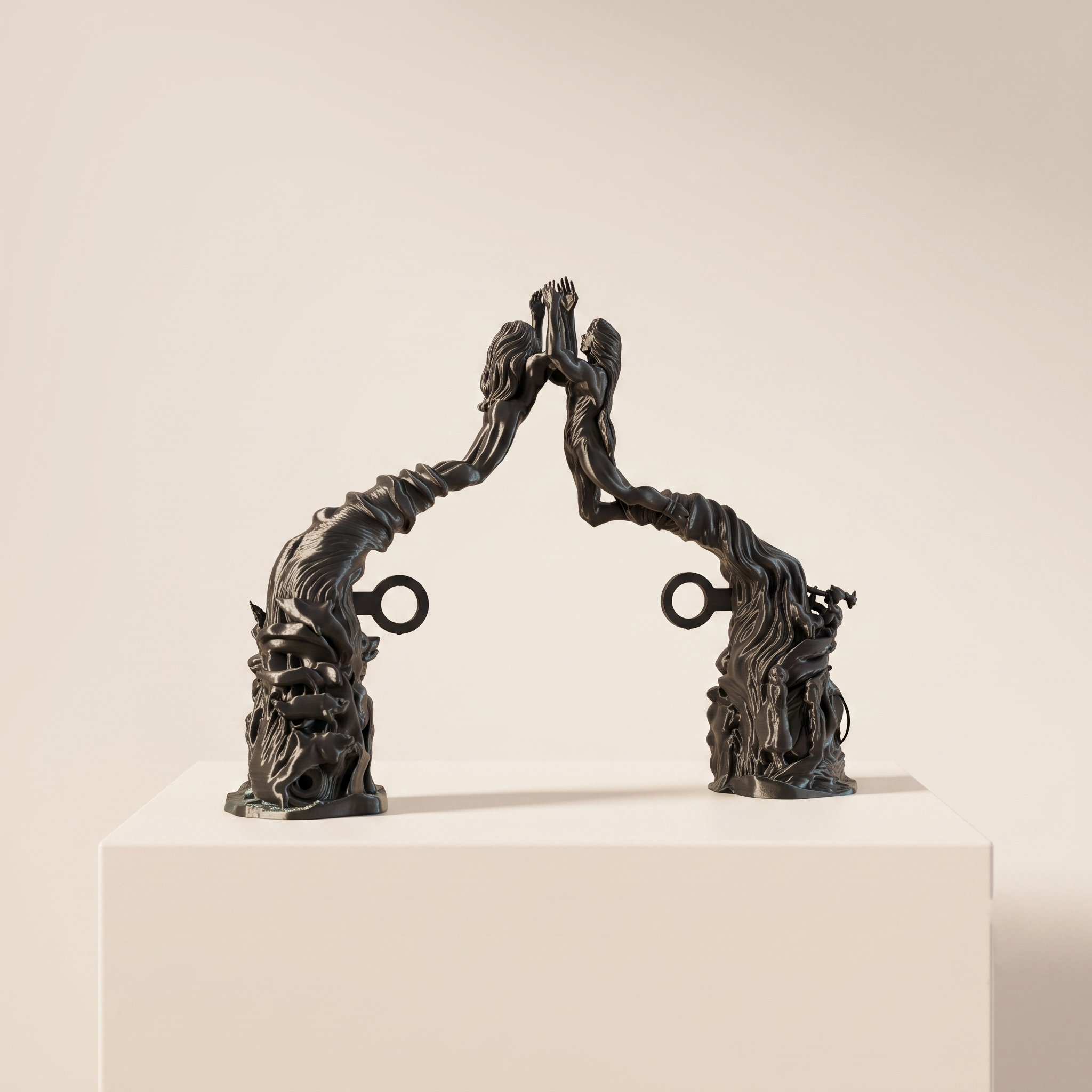 Portal Maya – Escultura Decorativa 3D Tornasol Verde-Negro