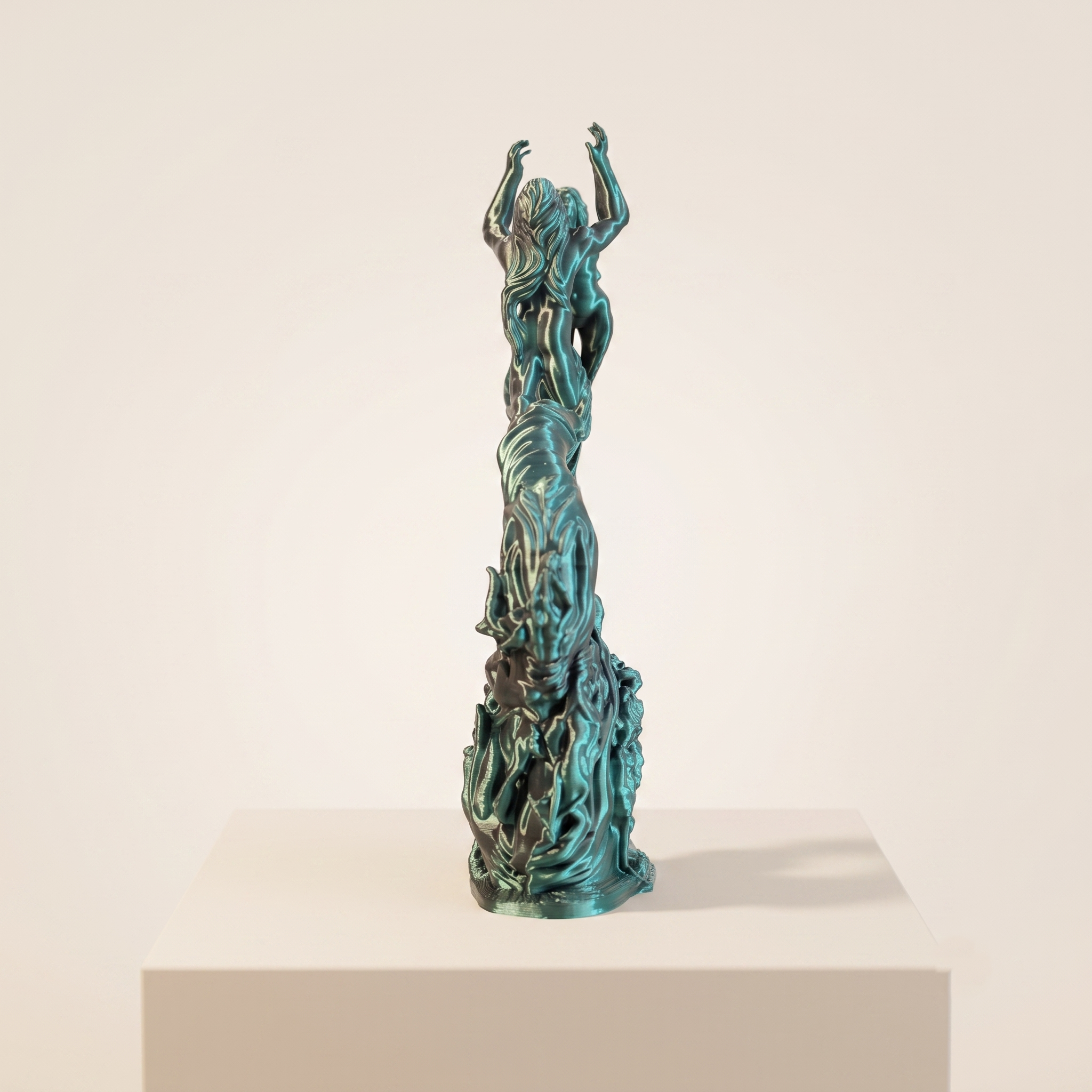 Portal Maya – Escultura Decorativa 3D Tornasol Verde-Negro
