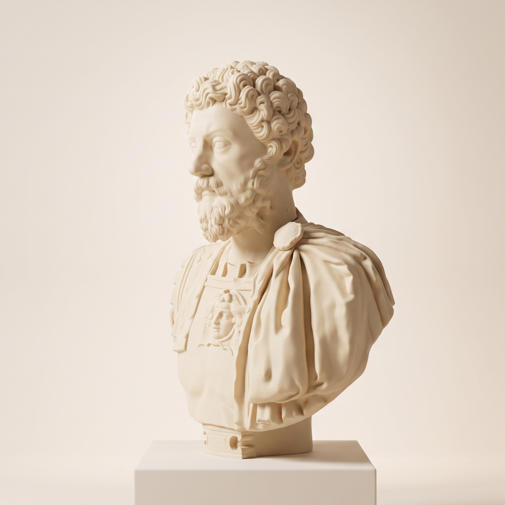 Busto Marco Aurelio - Emperador Romano en Detalle Escultórico