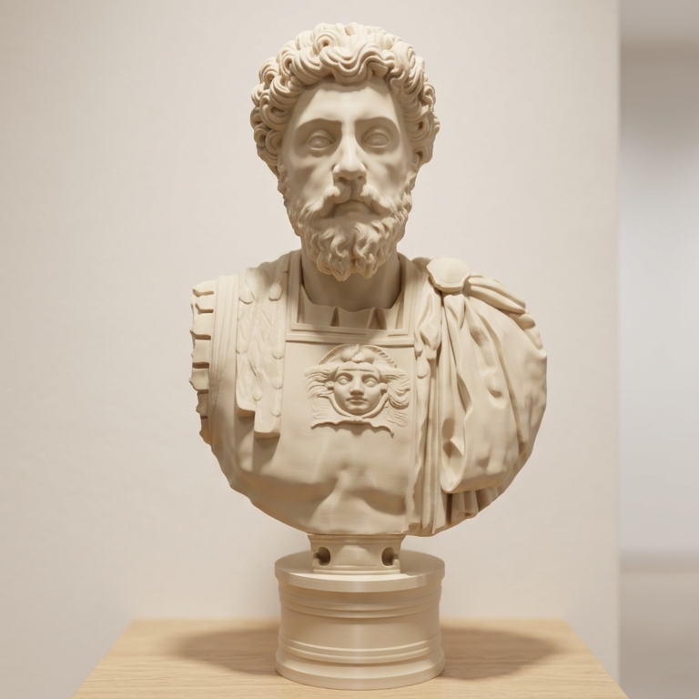 Busto Marco Aurelio - Emperador Romano en Detalle Escultórico