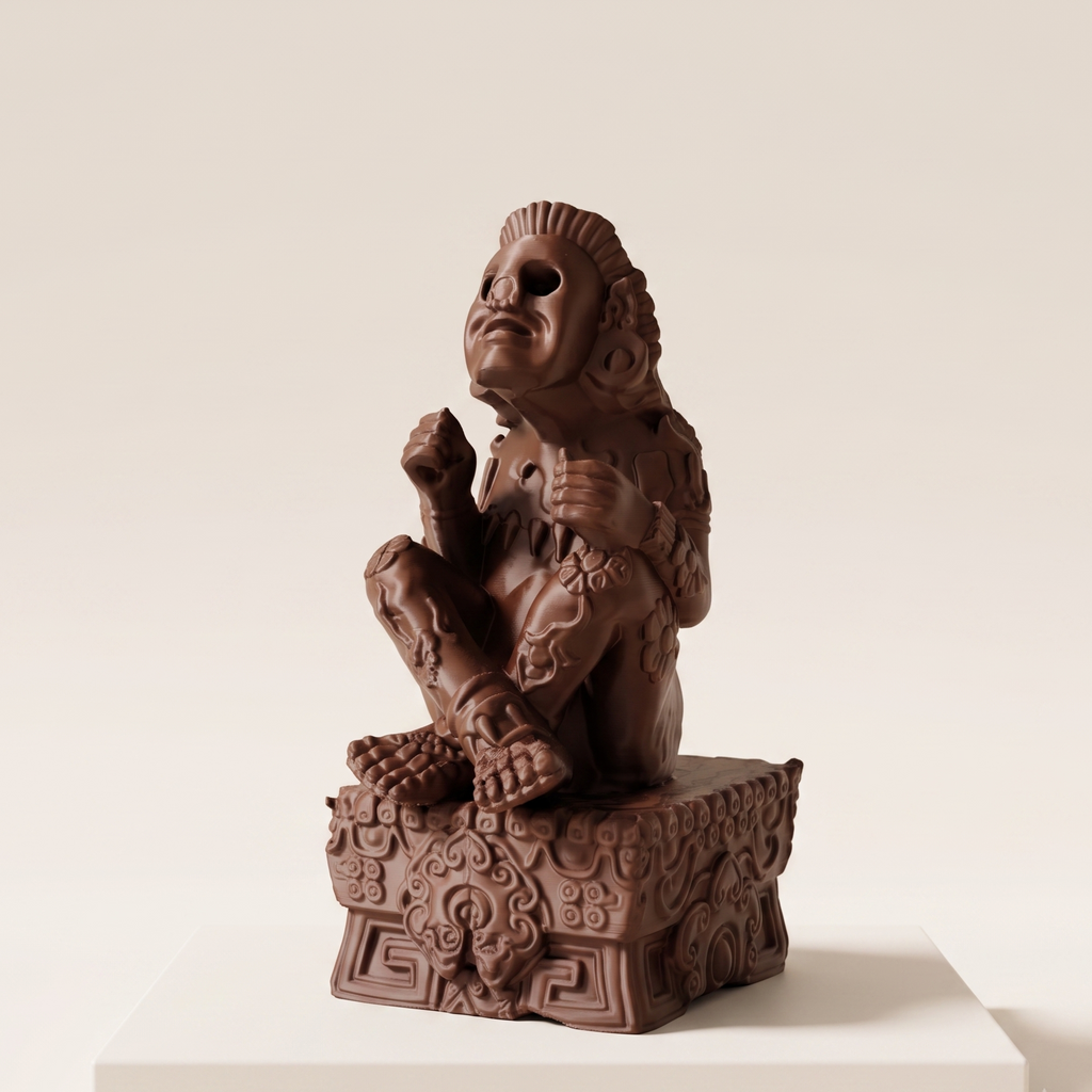 Xochipilli — El Príncipe de las Flores | Escultura 3D Mesoamericana