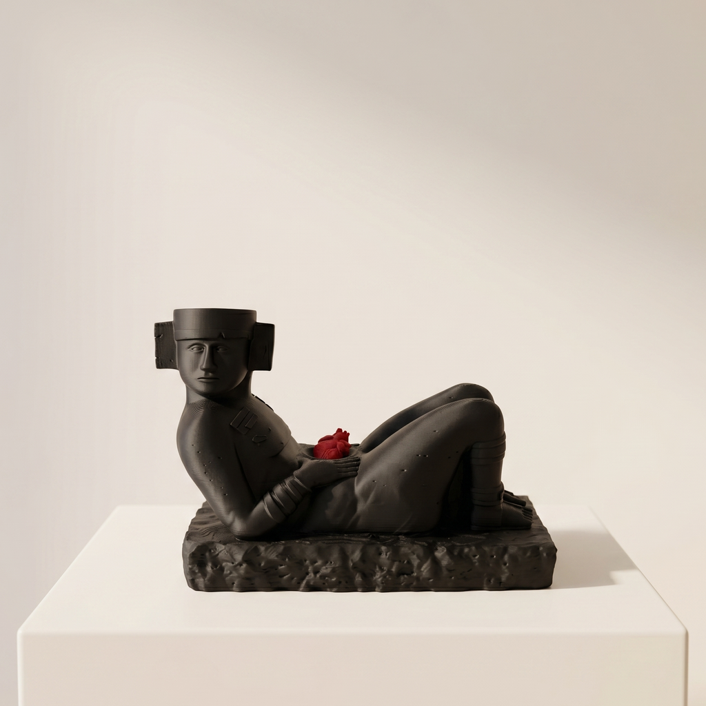 Figura Chac Mool Maya Con Ofrenda